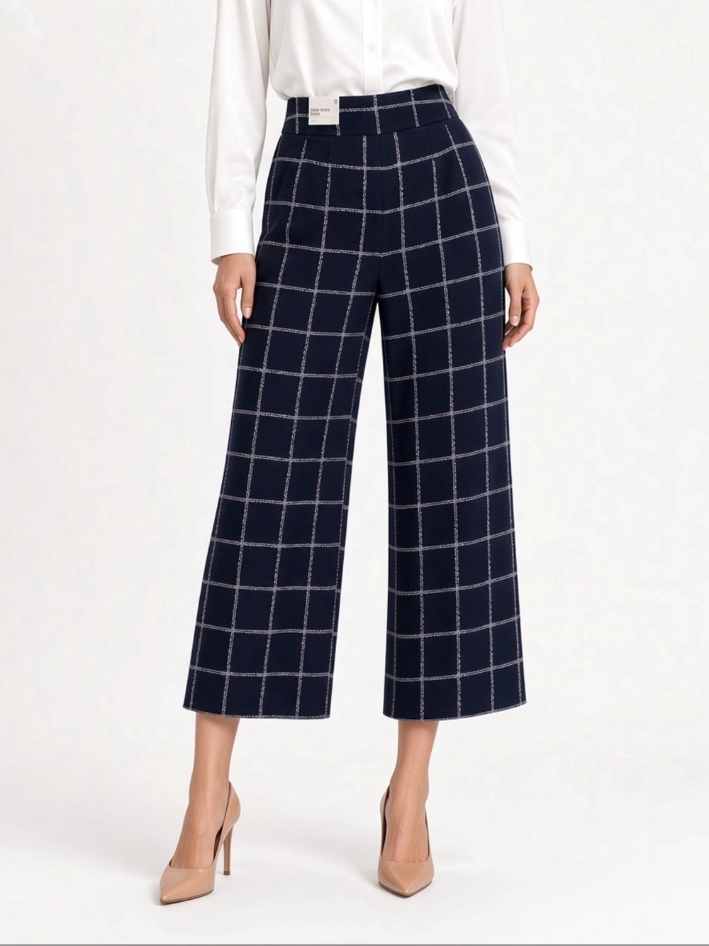 Express blue and white cropped pants.